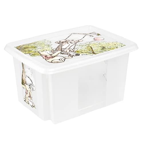 Image of keeeper Winnie the Pooh Storage Box with Lid, Stackable and Rotatable, For Children, 15 L, Karolina, Natural Transparent