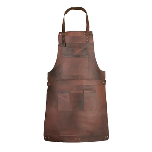 Image of Dark Brown Leather Apron Butcher, Cook, BBQ, Cooking, Wood work, Cheff, BBq Grill Gift Apron (Dark Brown)