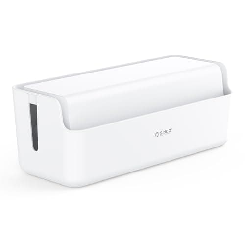 Image of ORICO Cable Management Box, Cord Hider Box to Conceal Power Strips on Desk or Floor, Keeping Cords Tidy and Protected from Damage, Stylish Cable Organizers for Home, Office, School - PB03-White