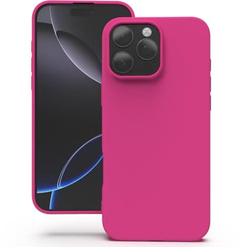 Image of YATWIN Silicone Case for iPhone 16 Pro, Soft-Touch, Shockproof, DustProof, Antiskid Full Body Armour Phone Cover for Apple iPhone 16 Pro - Magenta