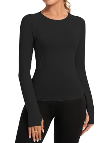 Image of Rapbin Black Crop Top Women's Gym Tops Workout Yoga Running Sports Shirts Long Sleeve Athletic Exercise Quick Dry Breathable T-Shirt Black XL