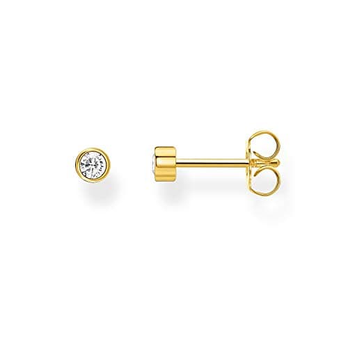 Image of Thomas Sabo single stud earrings white stone gold plated silver H2136-414-14