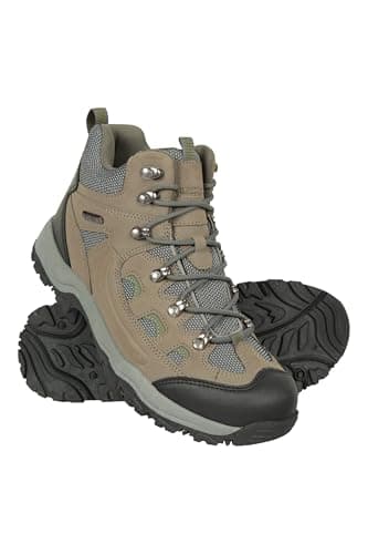 Image of Mountain Warehouse Adventurer Mens Waterproof Boots - IsoDry Shoes with Synthetic Upper, Mesh Lining, Deep Lugs & EVA Cushioning - Spring Summer, Hiking & Outdoors Khaki Adult Shoe Size 10