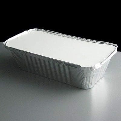 Image of 100 x Aluminium Foil Food Containers and Lids Size 6a Trays Large Storage Takeaways