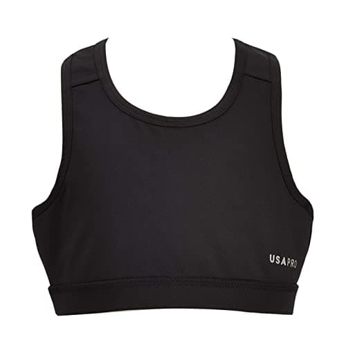 Image of USA Pro Kids Fitness Crop Top Junior Girls Running Sports Round Neck Racer Back Black 13 (XLG)