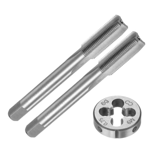Image of sourcing map 3pcs Tap and Die Set, Metric M9 x 0.75 Thread Taps & Round Die, Tapping Threading Tool Tap & Die Kit for Nut Screw Bolt Thread Repair