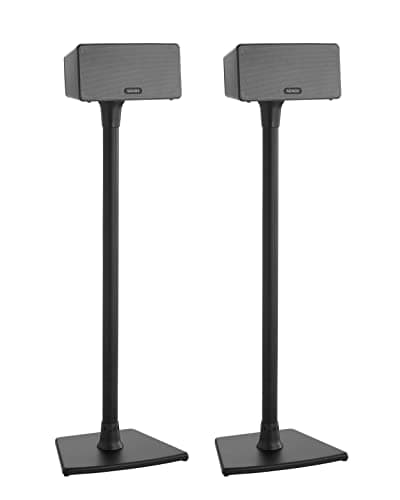 Image of Sanus Wireless Sonos Speaker Stand for Sonos One, Play:1, Play:3 - Audio-Enhancing Design with Built-in Cable Management - Pair (Black) - WSS22-B1
