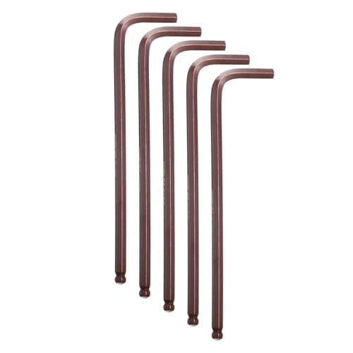 Image of sourcing map 5pcs Ball End Hex Key Wrench 7/32" SAE S2 Steel Long Arm L-Shape Hexagon Wrenches Repairing Tool for Home Bike Motorcycle Repair, Red Brown