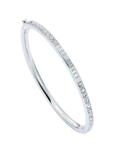 Image of Ted Baker Claudia Narrow Crystal Hinged Bangle Bracelet for Women (Silver/Crystal)