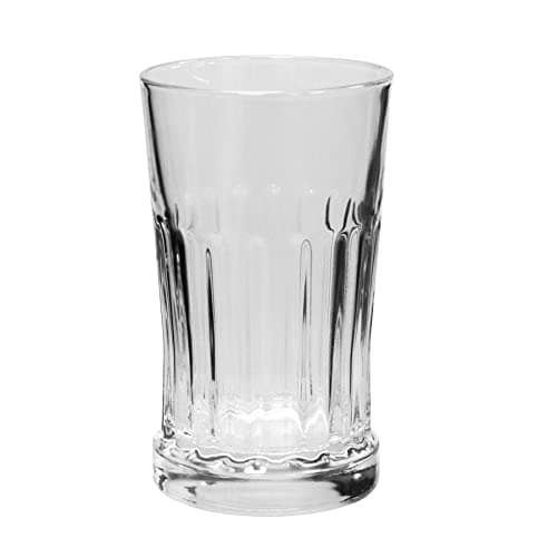 Image of Clear Chunky Glass Table Vase with Vertical Lines Detailing - 16.5cm (H) x 9cm Dia - Single Vase