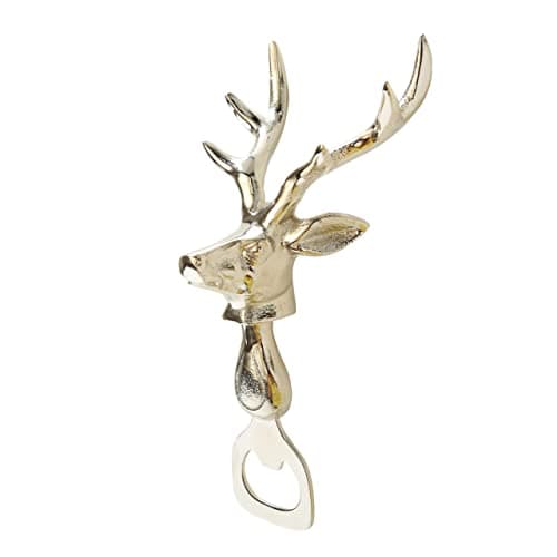 Image of Boltze 1012442 Bottle Opener Stag Head Silver Shiny Beer Opener Metal/Aluminium Gift Idea