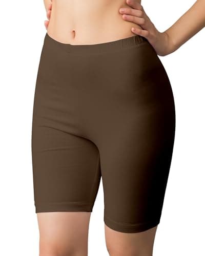 Image of Love My Fashions® Women's Anti Chafing Cycling Shorts Seamless Comfortable High Waist Biker and Athletic Safety Shorts for Running Yoga and Gym Workout Brown