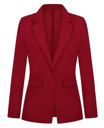 Image of Kyzoeyou Womens Blazer Notched Lapel Classic Suit Jacket Tops Coat Outerwear Flap Pockets (R-Red XXL)