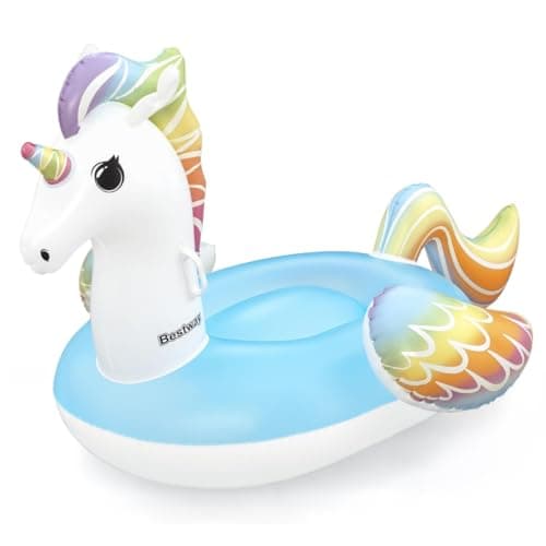 Image of Bestway Inflatable Unicorn for Kids, Giant Inflatable Ride-On for Swimming Pool