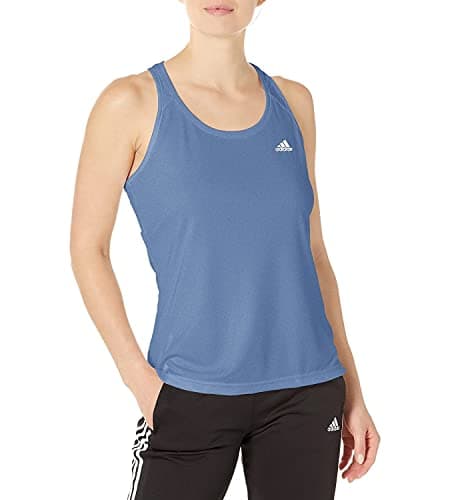 Image of adidas Women's Standard Designed 2 Move 3-Stripes Sport Tank Top, Altered Blue/White (Primeblue), Medium