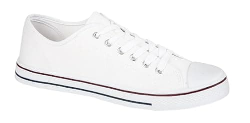 Image of Urban Jacks Mens Canvas Mesh Slip On/Lace-up Espadrilles Casual Low Top Plimsoll Trainers Size 7-12 (White Lace-up, UK Footwear Size System, Adult, Men, Numeric, Medium, 9)