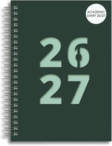 Image of Academic Diary 2026-2027 A5 Week to View Mid-Year Planner – Die Cut Covers in Blue or Yellow – Wiro Bound Student & Teacher Organiser – Runs July 2026 to July 2027 (Blue)