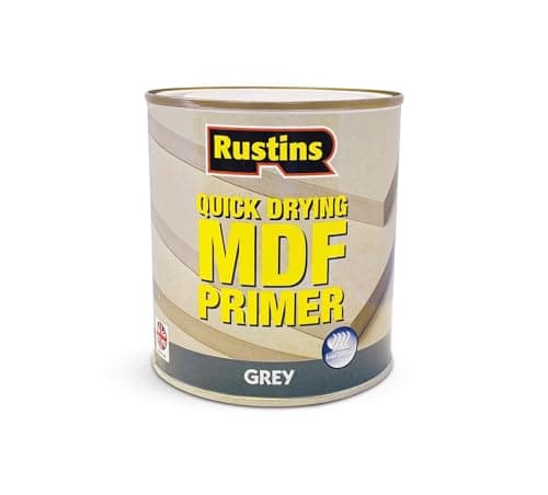 Image of RUSTINS MDF Grey Primer 500ml– Quick-Drying, Smooth Finish Primer for Bare MDF Wood and Interior Surfaces; Excellent Adhesion; Seals and Prepares for Painting