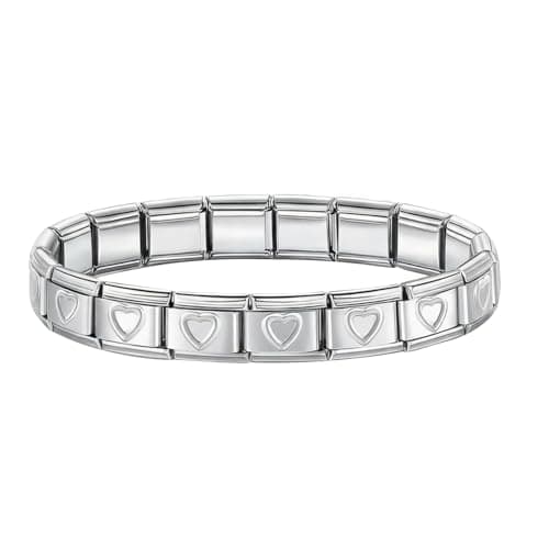 Image of Link Bracelet, Italian Charms Collection Module Fits all Classic 9mm Italian Style Charm (Silver Heart-Shaped Modell)