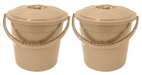 Image of Best House | Plastic Bucket with Lid Handle | Small | 5 Litres | CREAM | 2 Pcs | Household Bucket | Storage Buckets Bin Container, Multipurpose Use for Home, Garden and Workshops (Pack of 2)