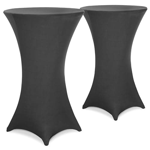 Image of Detex® Set of 2 Table Slip Covers for Tables Diameter 60-65cm | Easy Care Washable Fabric | Other 70-75, 80-85 cm | Reinforced Foot Area | Table Cover | Anthracite Grey