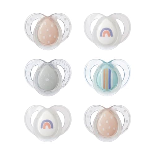 Image of Tommee Tippee Nighttime Soother, 6-18 Months, 6 Pack of Glow in the Dark soothers with Symmetrical Silicone baglet