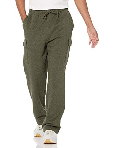 Image of Amazon Essentials Men's Cargo Fleece Open Hem Sweatpant, Olive Heather, L