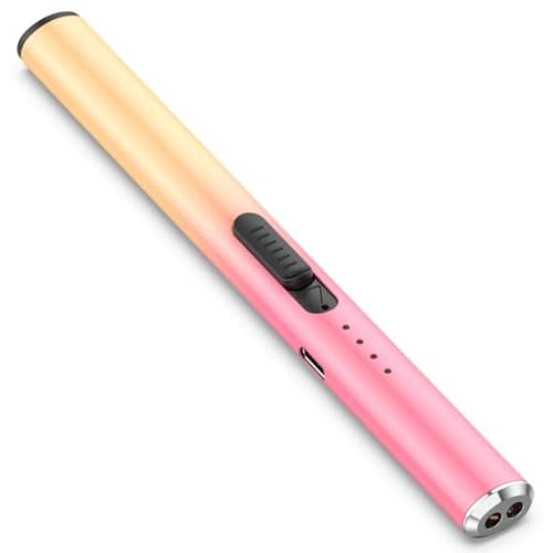 Image of Lzzuid Candle Lighter Long Reach Electric USB Rechargeable Lighter, Windproof Flameless for BBQ, Camping, Stove (Pink Orange)