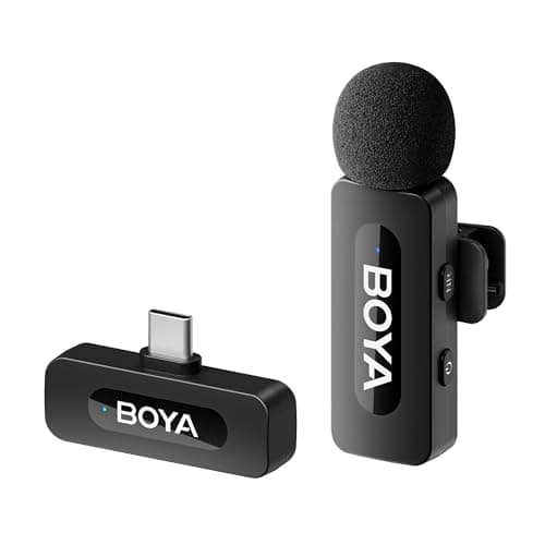 Image of BOYA BY-V10 USB C Wireless Lavalier Microphone for Android, Type-C Smartphone Laptop, Noise Canceling, Mini Clip-on Microphone for YouTube, Podcast, Facebook, Tiktok Vlogging Recordings