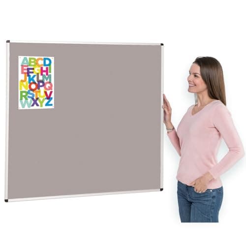 Image of Aluminium Framed Grey Felt Notice Board | 120 x 120 cm | Bulletin Pinboard | 4 Colours - Ideal for Office, School, Healthcare