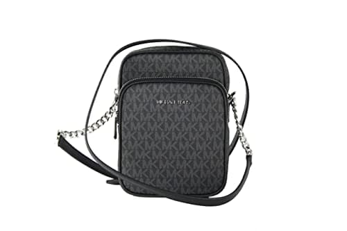 Image of Michael Kors Jet Set Travel Medium Logo Crossbody Bag (black)