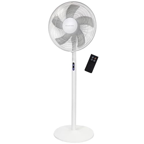 Image of Russell Hobbs Tower Fan in White Electric 3 in 1 Pedestal Fan with LED Display & Remote, Tall Standing Fan, 1.3m Height, 8 Speed Settings, Oscillating, 48W, 2 Year Guarantee RHMPF3IN1