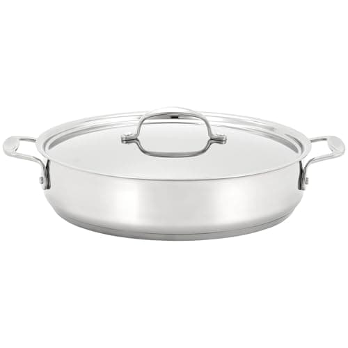 Image of Stellar Profile 28cm Shallow Casserole Pan – 2.5L Stainless Steel Uncoated Saute Pan with Twin Handles – Induction Hob Compatible, Dishwasher & Oven Safe, Uncoated & PFAS-Free