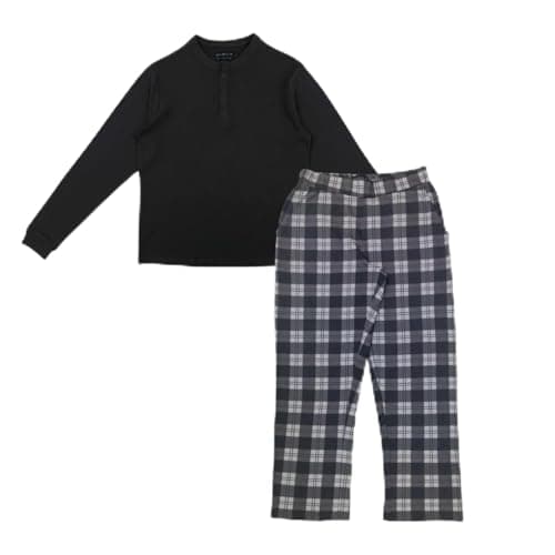 Image of Howick Mens 3 Button Long Sleeve Cotton Charcoal Check XXL