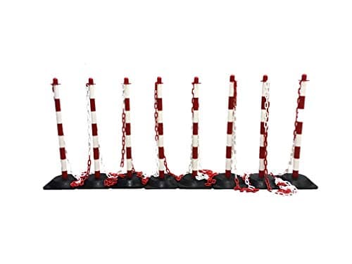 Image of Flexibarrier Post & Chain Barrier Kit -Basic-, (Red/White - Black Yellow) - Rubber base (8 posts / 10m chain, Red/White)