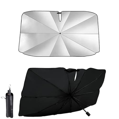 Image of Car Windshield Sun Shade Umbrella, Foldable Windscreen Sunshade 360° Rotatable & Bendable, UV Protection Front Window Sunshade for Cars SUV Truck (140 x 79 cm)