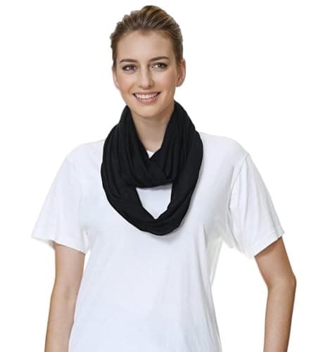 Image of Lina & Lily Premium Modal Jersey Knit Women's Infinity Scarf Snood Lightweight (Black)