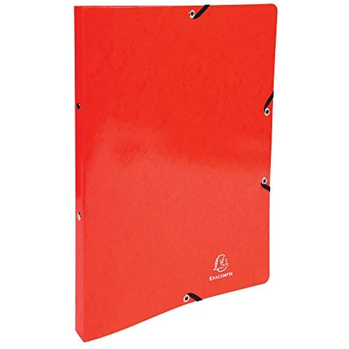 Image of Exacompta - ref. 54895E - 1 coated glossy card binder with rubber bands - 2 round rings, diameter 15 mm - Spine 20 mm - External dimensions: 32 x 25 cm - A4 file size - Colour: red