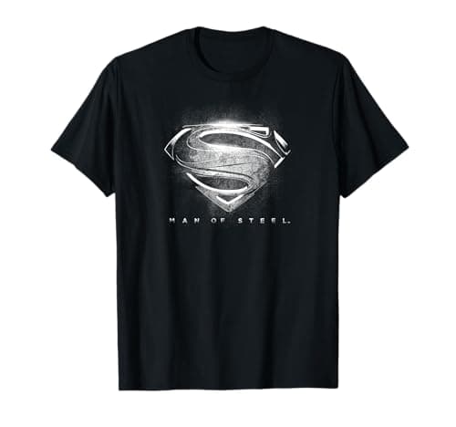 Image of DC Comics Superman Man of Steel Contrast Logo Symbol T-Shirt - Unisex-Adults, Women, Kids - Black - Small - Short Sleeve