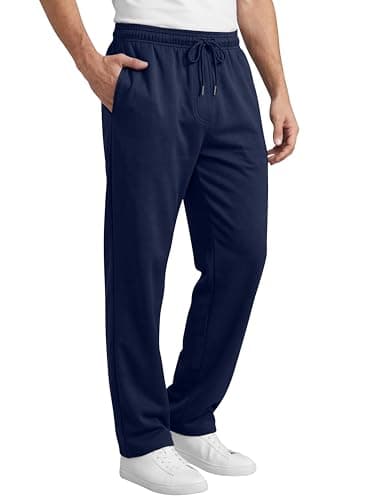Image of Love My Fashions Joggers for Men UK Tracksuit Jogging Bottoms Men’s Fleece Joggers Open-Hem Sweatpants with Pockets Drawstring Trousers Gym Workout Navy