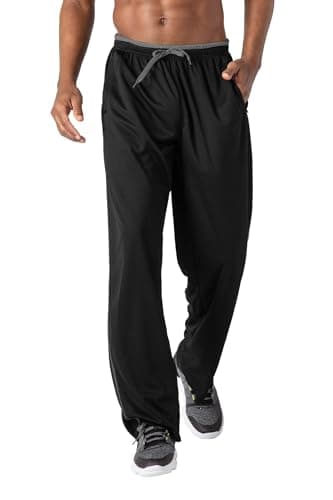 Image of KEFITEVD Mens Sport Tracksuit Bottoms Loose Fit Open Hem Jogging Trousers Wide Leg Athletic Pants with Zip Pockets Grey 2XL