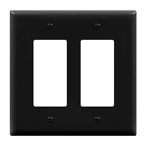 Image of ENERLITES Decorator Light Switch or Receptacle Outlet Wall Plate, Gloss Finish, Midway Size 2-Gang 4.88" x 4.92", Unbreakable Polycarbonate Thermoplastic, UL Listed, 8832M-BK, Black