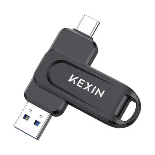 Image of KEXIN USB Stick 256GB USB C Memory Stick 100MB/s Swivel Dual USB 3.0 Flash Drive USB-A & Type-C Pen Drive for Smartphone Tablet iPhone 15/16 Car Game Console, Black