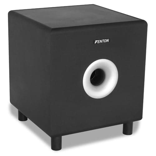 Image of Fenton SHFS10B 10" Active Subwoofer Speaker - 200W Black Powered Home Theatre Sub - HiFi Bass-Enhanced System for Music & Movie Audio, Adjustable Frequency Response, Stylish Wooden Cabinet