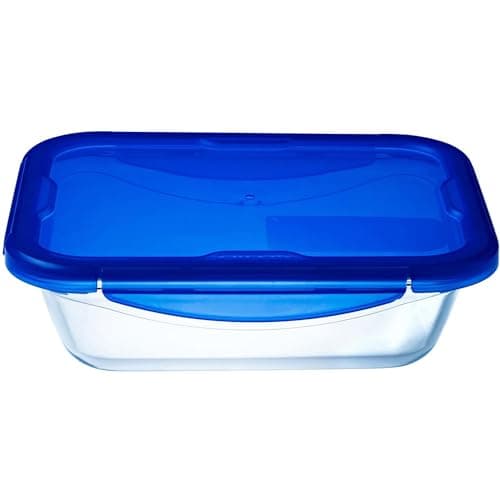 Image of Pyrex Easy Wash Cook and Go Rectangular Container with Lid Medium 1.7 Litre Blue (Pack of 2)