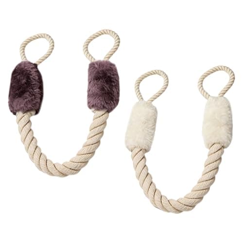 Image of RNFKSU 2 Pieces Of Cotton Door Stop Rope, Door Rope Fixed Protector, Children'S Anti-Pinch Hand, Anti-Collision Door Handle Door Stop (Brown, White).