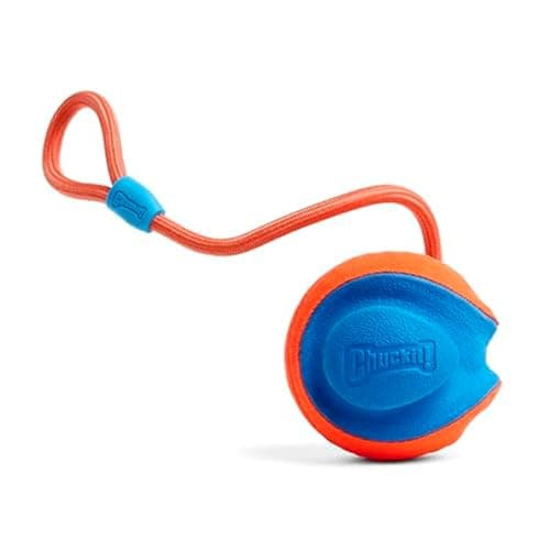 Image of Chuckit! - Rope Fetch, Play Tug Kick or Throw Durable Dog Ball, Orange and Blue