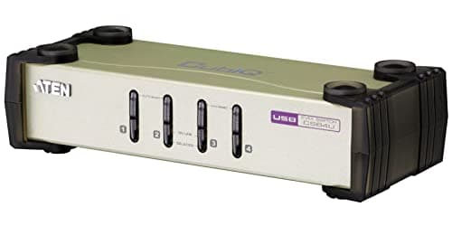 Image of ATEN CS84U 4 Port PS2/USB Desktop KVM Switch with 4x Custom KVM Cable Sets - Metal
