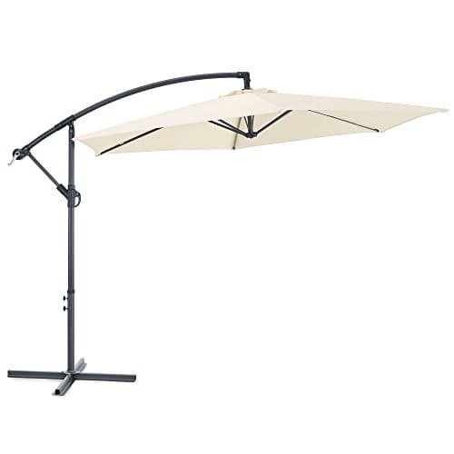 Image of VonHaus Banana Parasol 3M – Cantilever Hanging Parasol Umbrella for Outdoor, Garden, Patio – Sun Shade Canopy with Hand Crank, Tilt & Rotate Function, UV30+ Protection, Air Vent, Steel Frame – Ivory