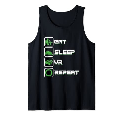 Image of VR Virtual Reality Gaming Gamer PC Eat Sleep Repeat Fan Gift Tank Top